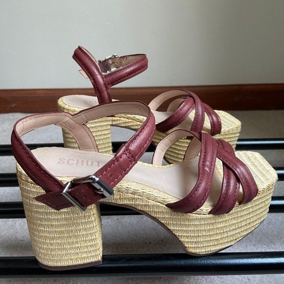 SCHUTZ Women Keefa Raffia Block Heel Sandals - NEW NWOB - Picture 3 of 7